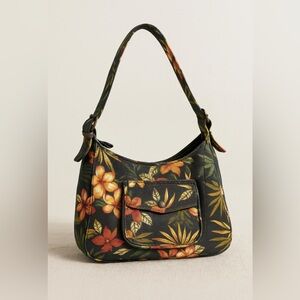 Vintage 90's Croft&Barrow Womens Black Floral Multi-Compartment Shoulder Bag Y2K
